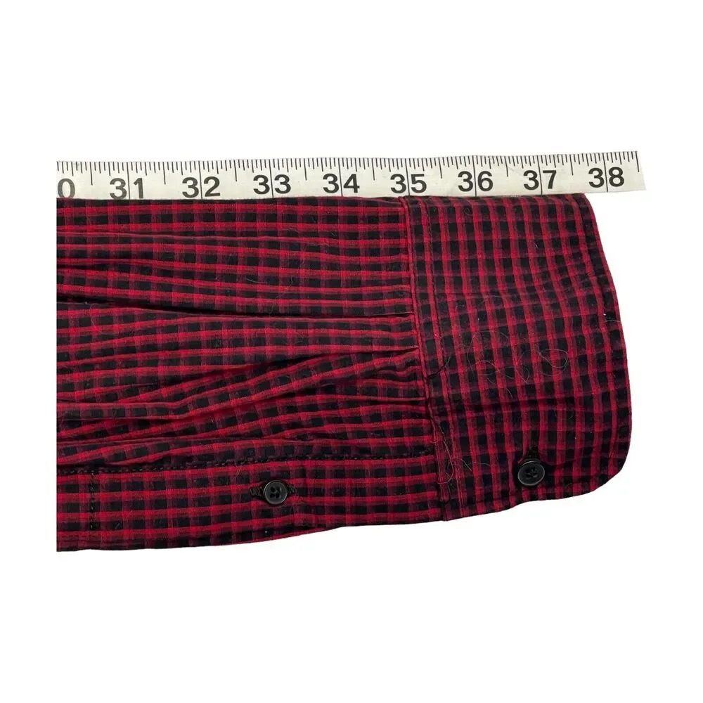 Luke & Dutch Shirt Men's XL Red Black Check 100% Cotton Long Sleeve Button-Down